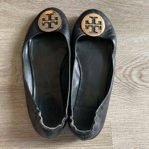 Tory Burch Black Flats with Gold Logo women’s 8.5